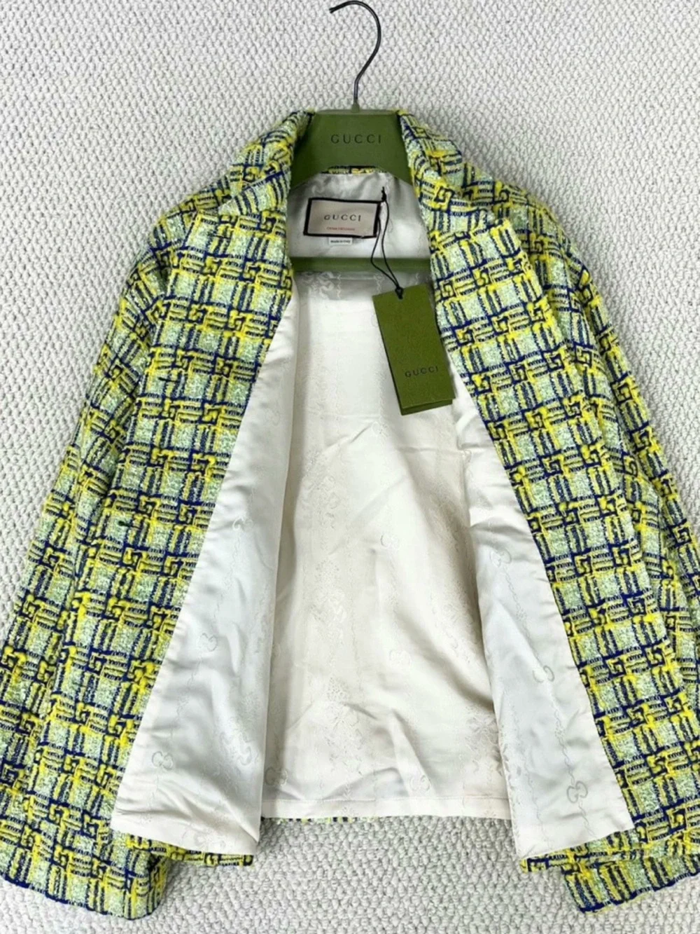 Authentic Gucci Yellow and Blue GG Plaid Bouclé Jacket - Picture 4 of 10